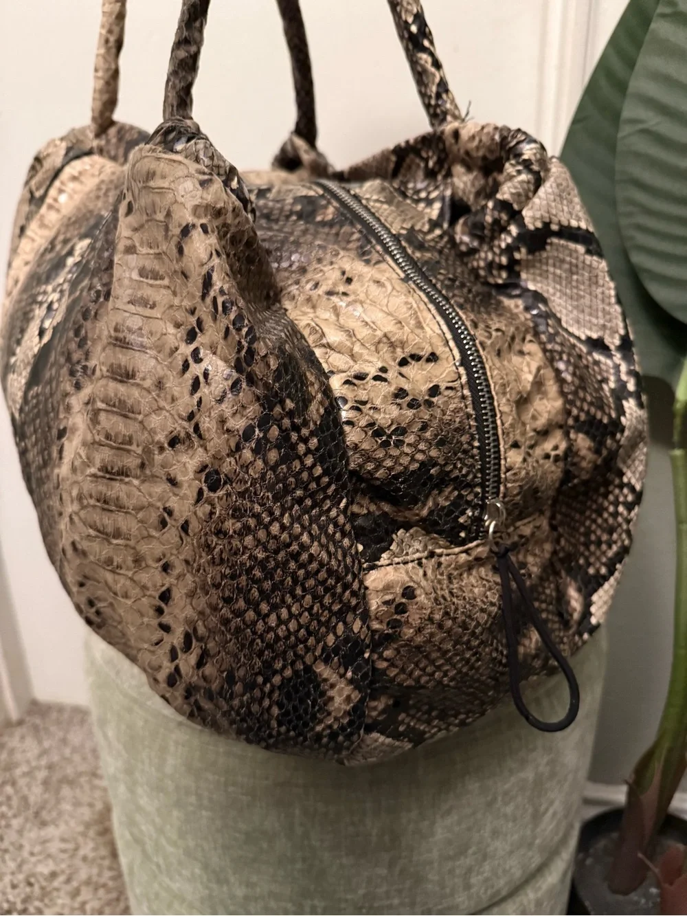 Kenneth Cole Reaction Faux Snakeskin Weekender Duffel Bag Animal Print Travel To